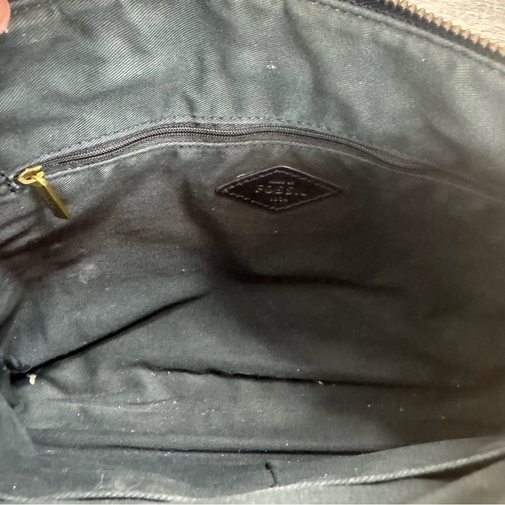 Fossil Kinely Crossbody Bag Leather and Textile Checkered Black & White - Picture 9 of 13